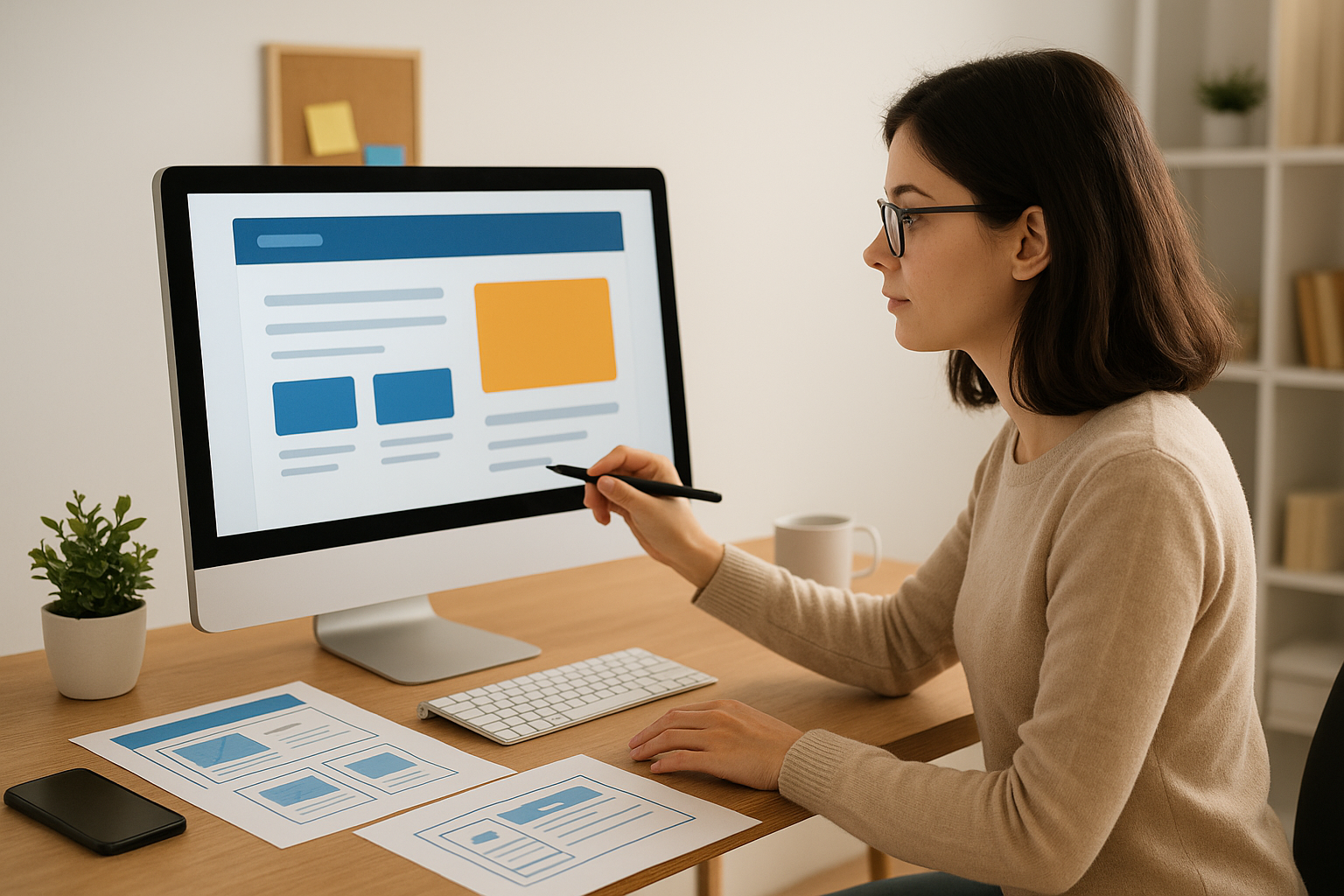 woman working on a computer